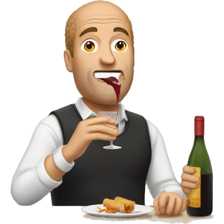  Man drinking wine eating egg roll emoji