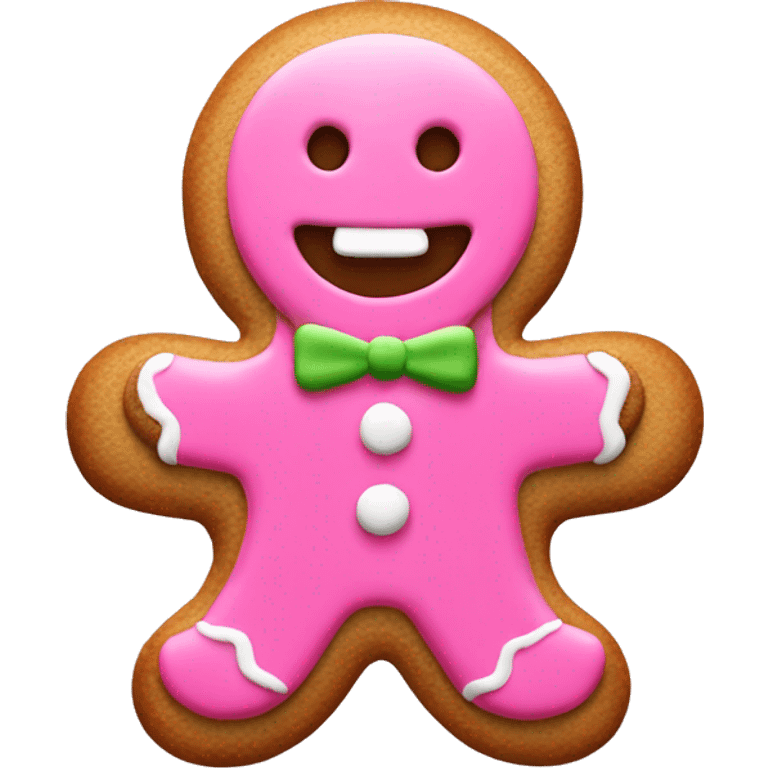 Gingerbread cookie man with pink glazing  emoji