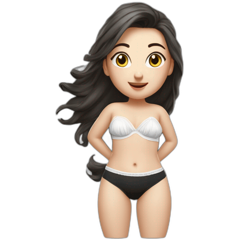 Hyperrealistic Full body Caucasian curvy beauty white knickers back and front views black skirt strong wind emoji