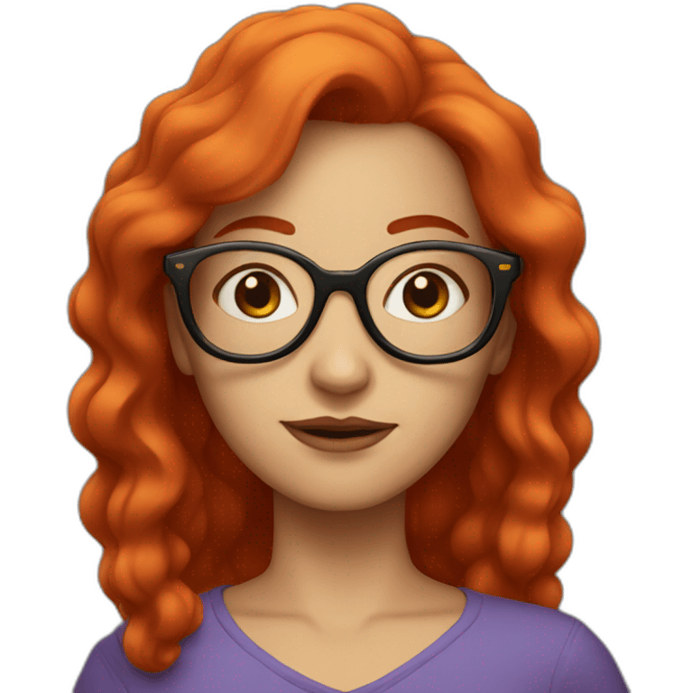 white woman with mid red hair and big red glasses emoji