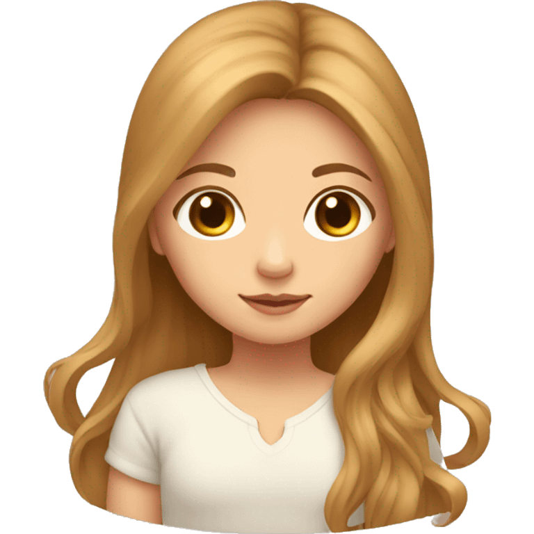 Girl with light brown long hair with newborn emoji