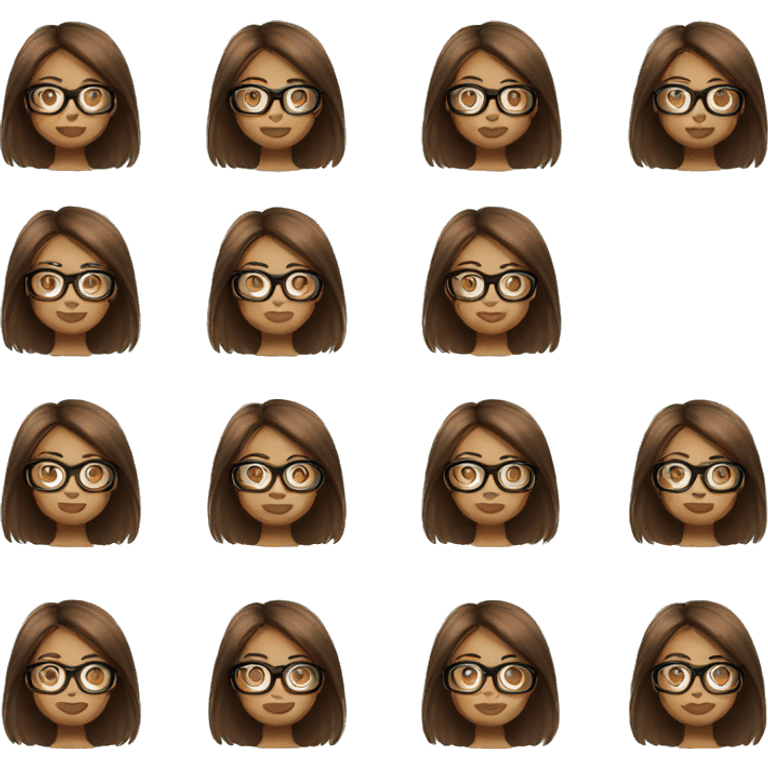 brown straight hair girl with glasses emoji