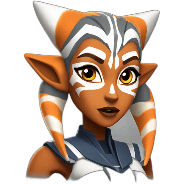 Sexy Ahsoka Tano (superhero pose) (horny) (portrait, front facing, Apple iOS 17 style) (small horns) emoji