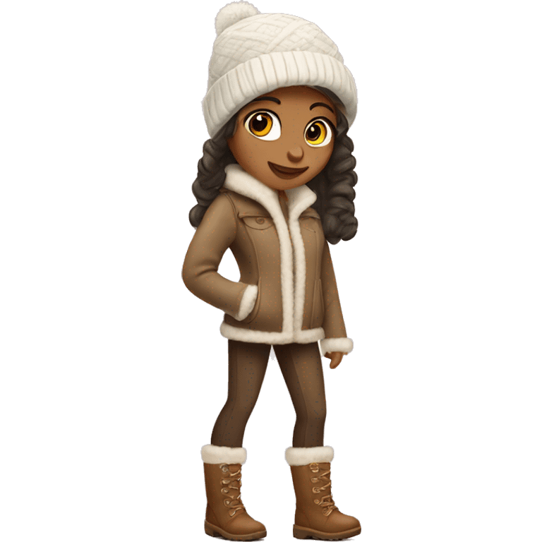 A girl wearing ugg, and a hat for winter emoji