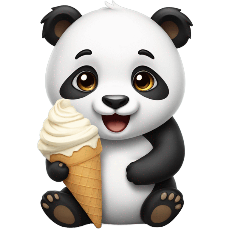 Panda eating ice cream emoji