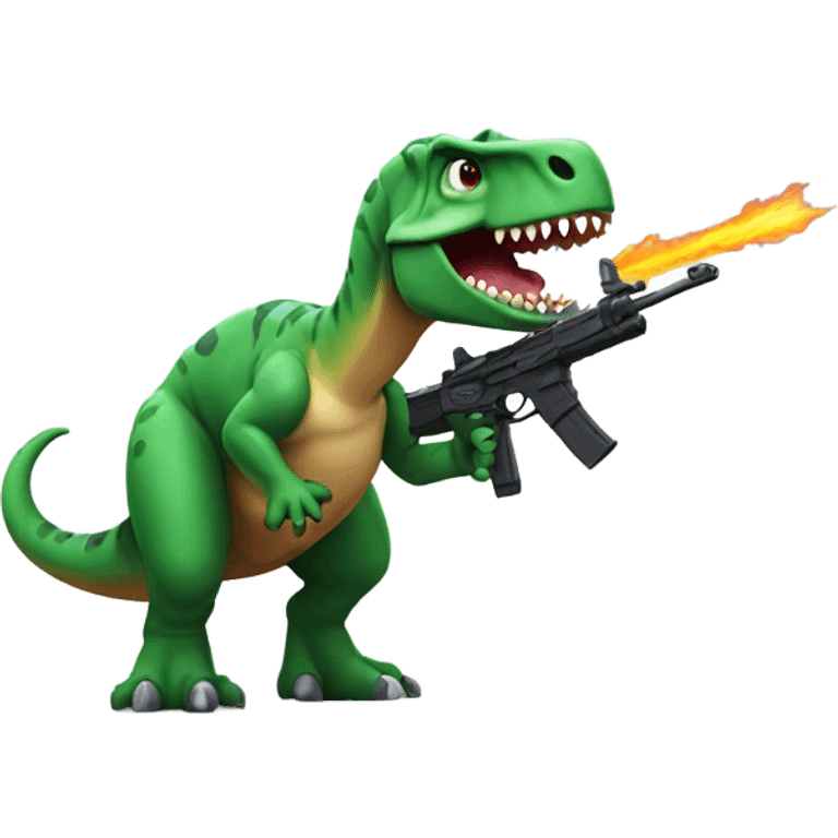 Dino with a gun emoji