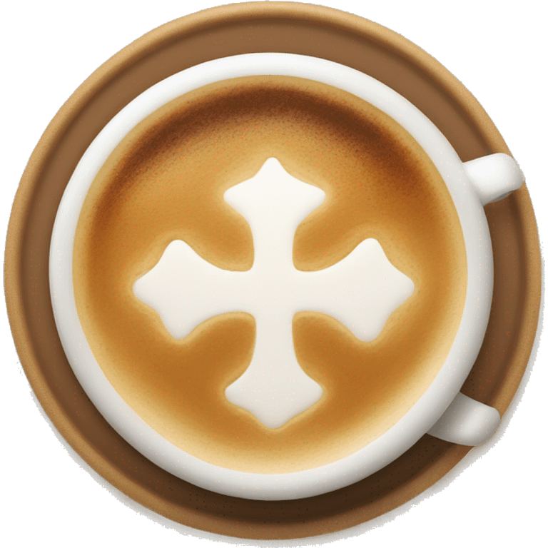 Latte with art of cross emoji