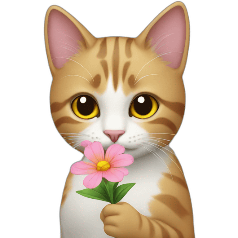 cat holding a flower emoji