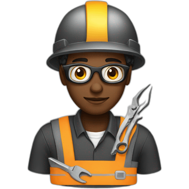 black computer engineer with tools emoji