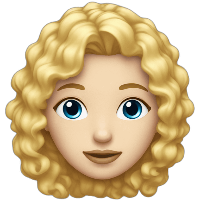 Femme à la peau claire, cheveux bouclés blonds clair et yeux bleus clairs  emoji