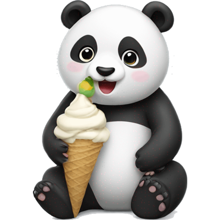 Panda eating ice cream emoji