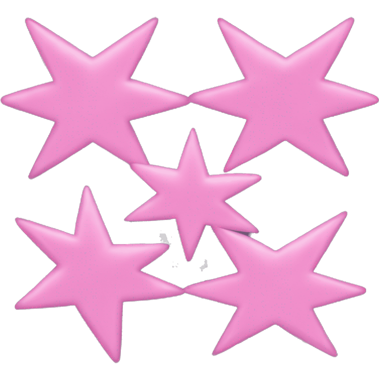 Three small pink , 4-pointed stars grouped together. The stars have a slightly elongated shape, giving them a twinkling effect. They vary in size, with the largest star in the center and two smaller stars on either side.  emoji