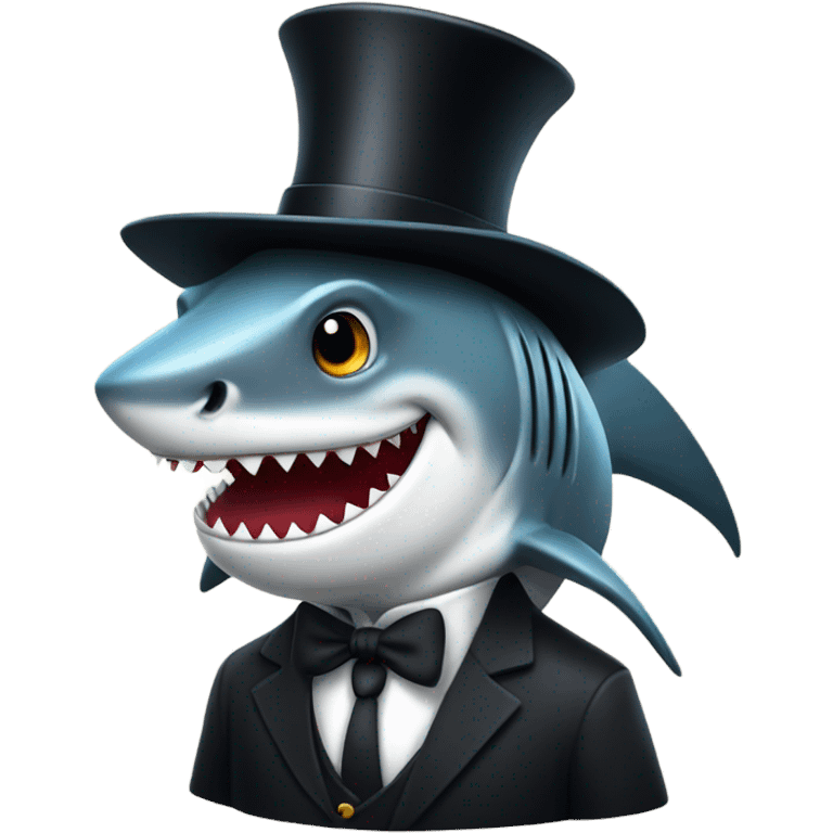 Shark with a top hat emoji