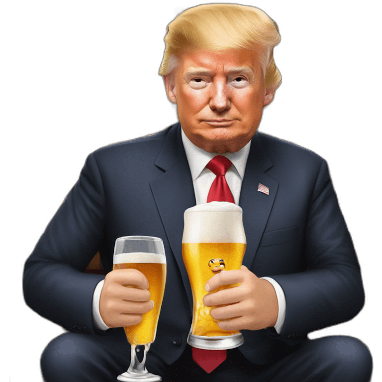 Vladimir Poutine bois une bière avec Trump emoji