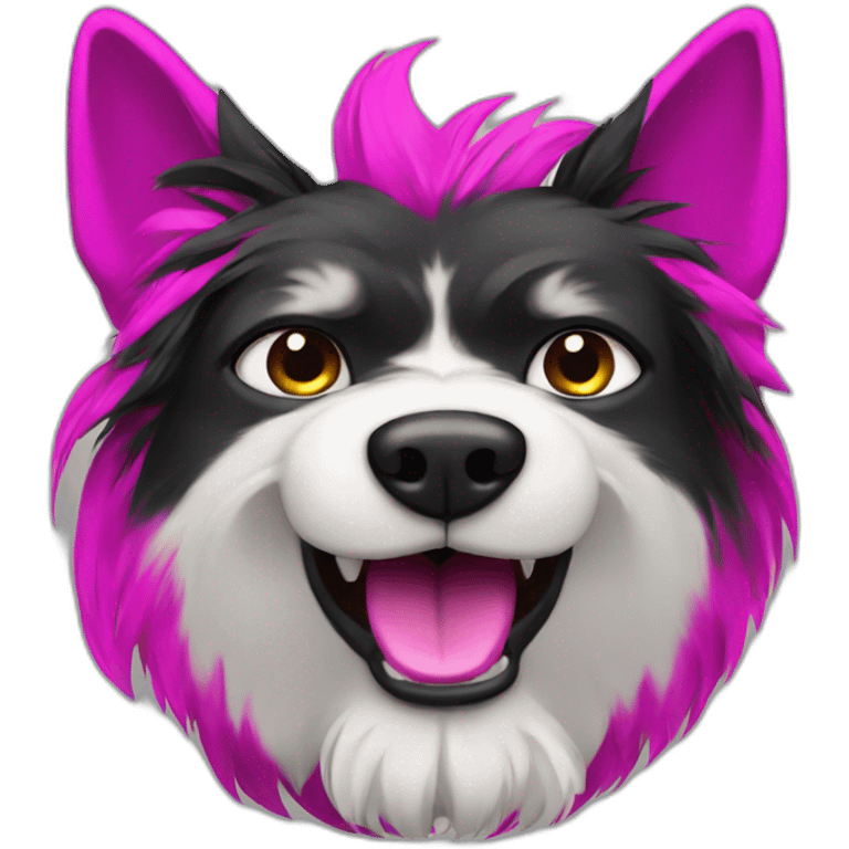 angry dog with fuchsia and black hair emoji