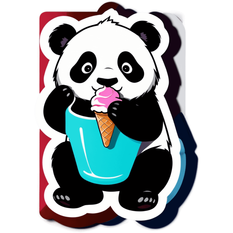 Panda eating ice cream emoji