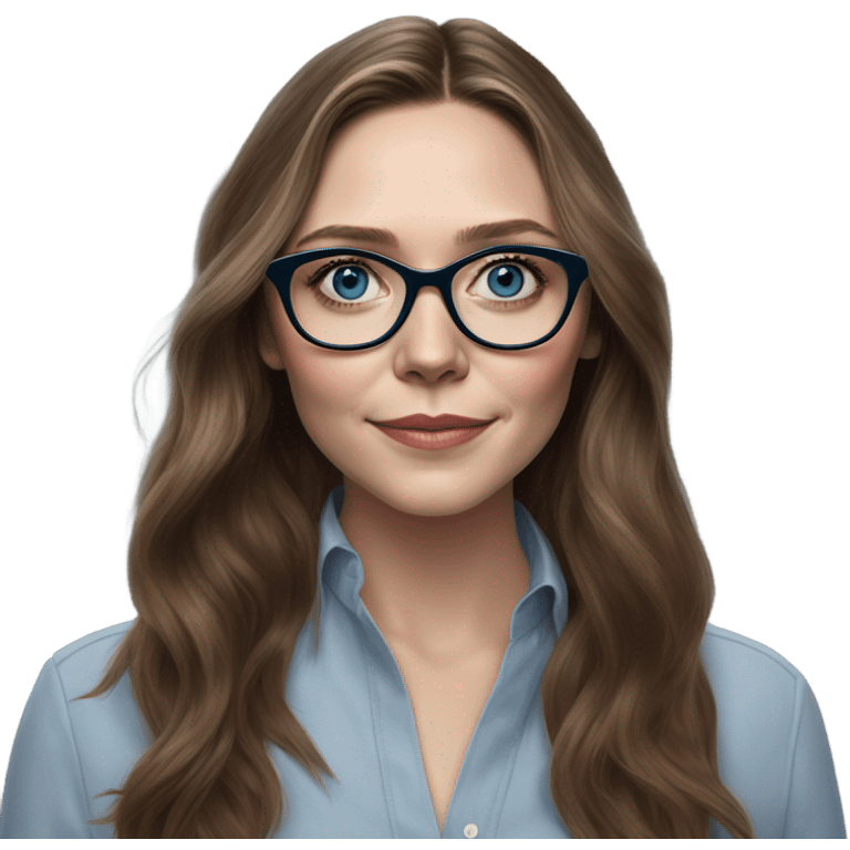 Hyper Realistic Elizabeth Olsen brunette blue eyes wearing glasses  emoji