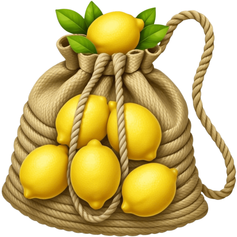 rope bag holding lemons emoji