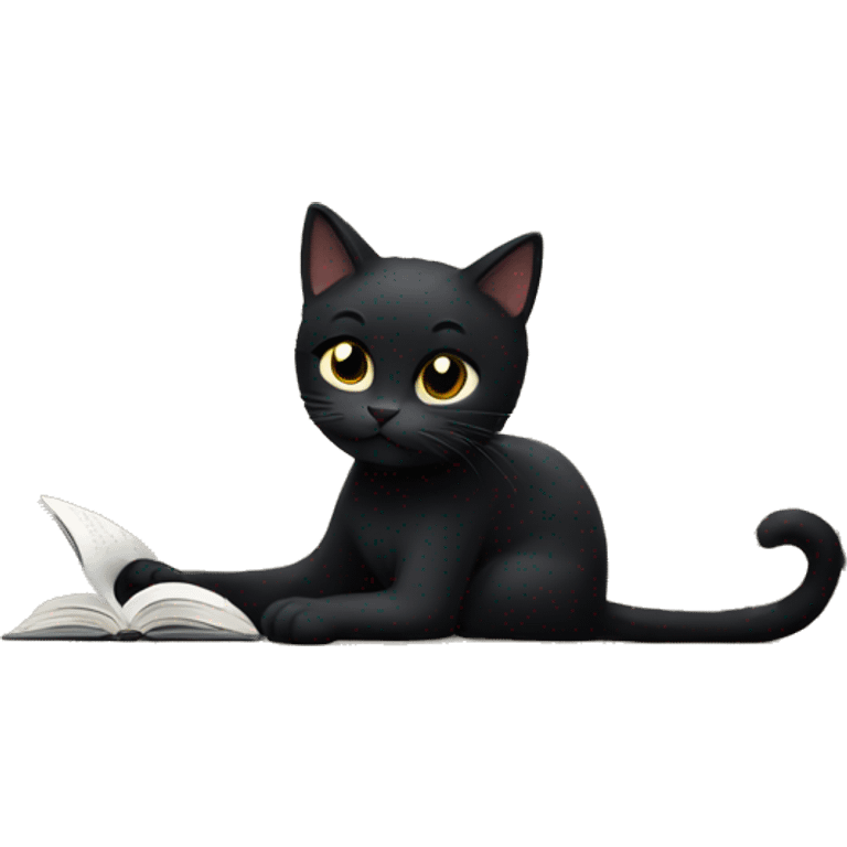 Black cat reading  emoji