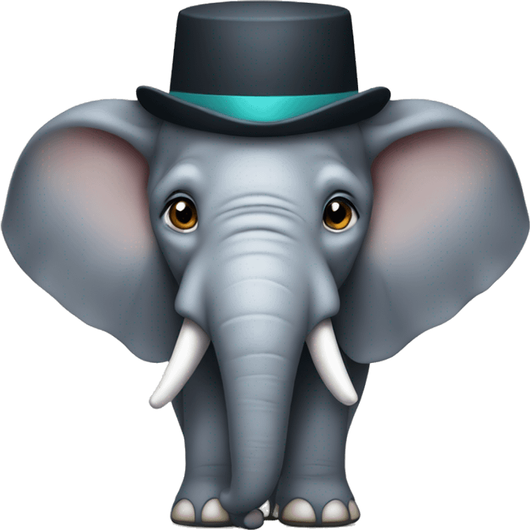 elephant with big head and small hat emoji