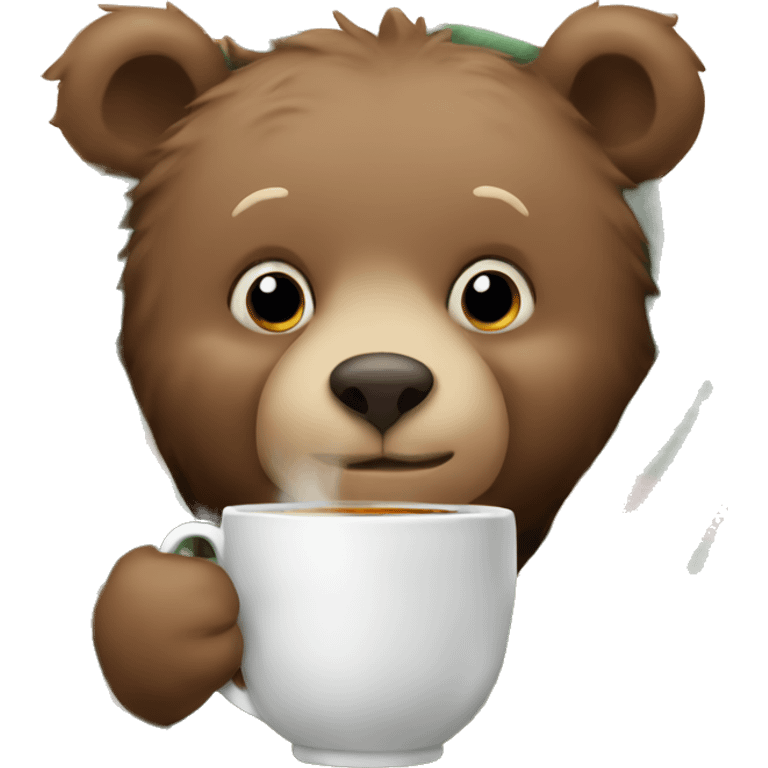 Cozy bear in a blanket drinking tea emoji