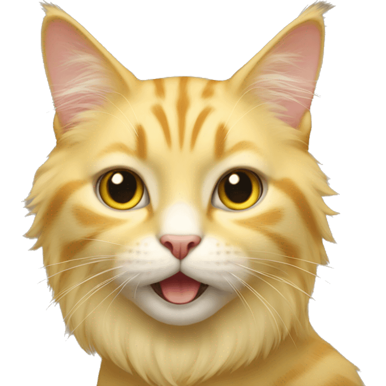 long hair yellow cat, have "()" around the cat's mouth emoji