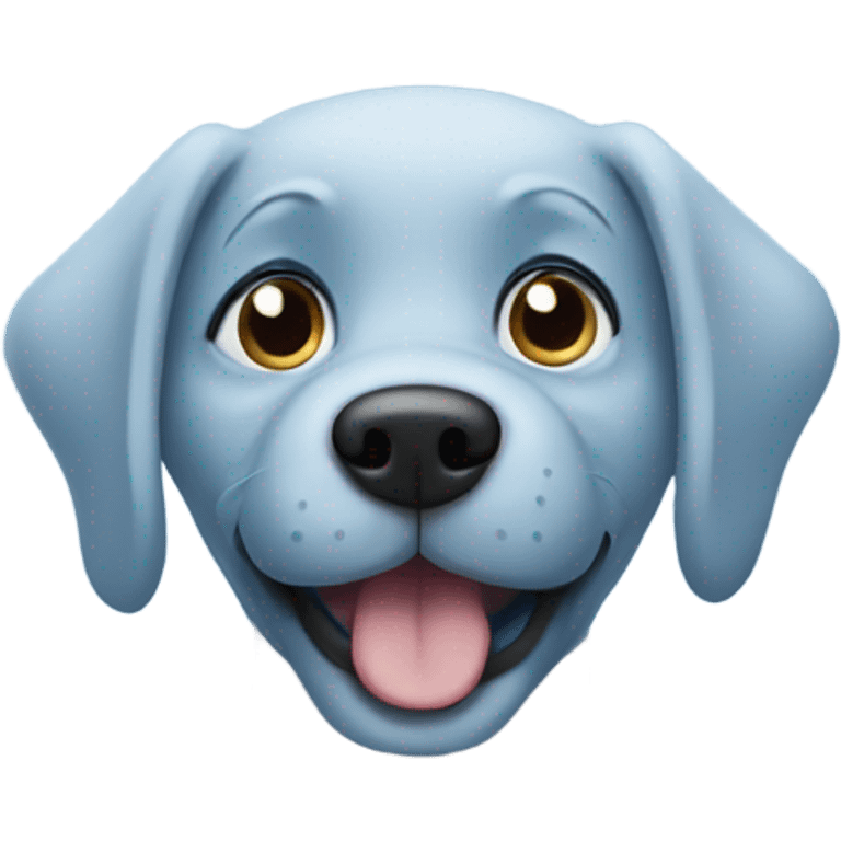 Blue dog with word emoji