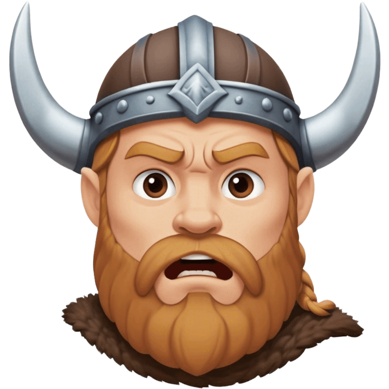 surprised viking face with furrowed brows, looking up with hand on chin. emoji