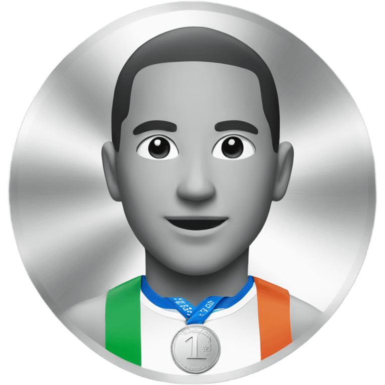 Silver medal with number one on it, no other text emoji