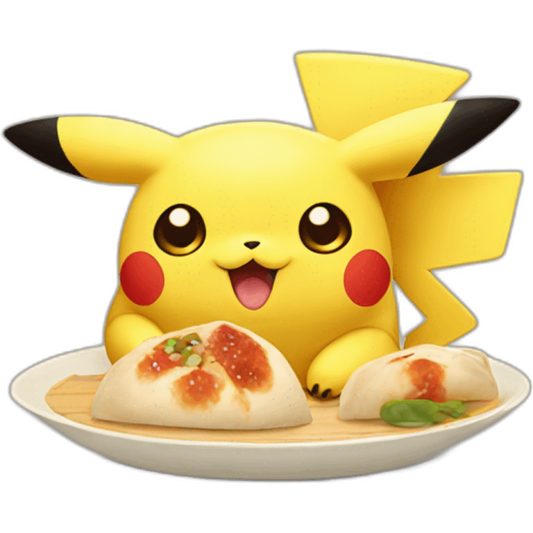 pikachu eating chinese baozi emoji