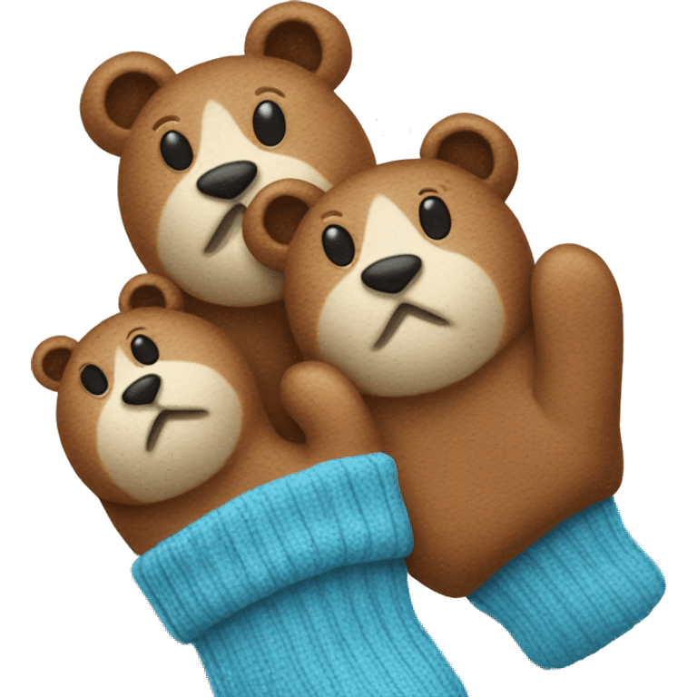 Mittens with bears emoji