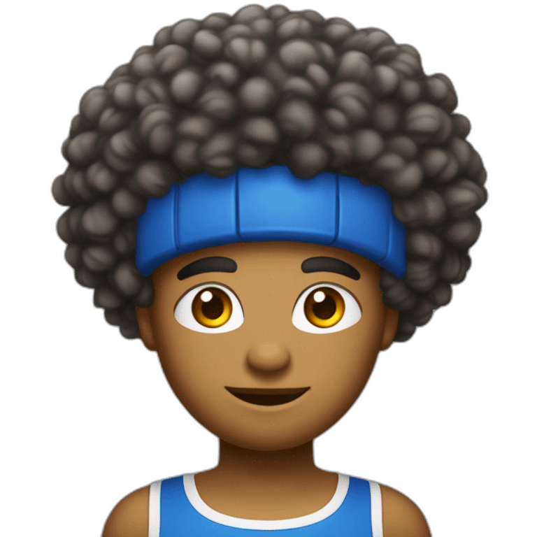 Grand métisse avec une coupe de cheveux Afro jeune en tenu de basket avec floquer numéro 22 emoji