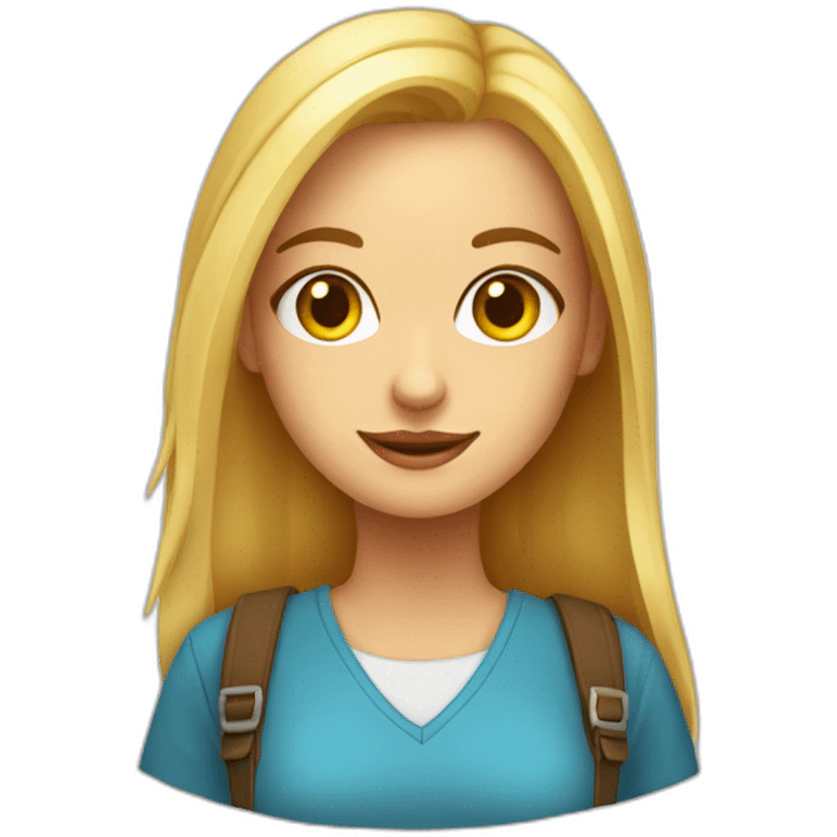 Emoji de chica  rubia estudiante con libro emoji