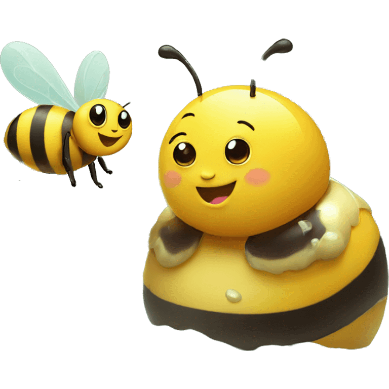 honey bathing a fat and happy bee emoji