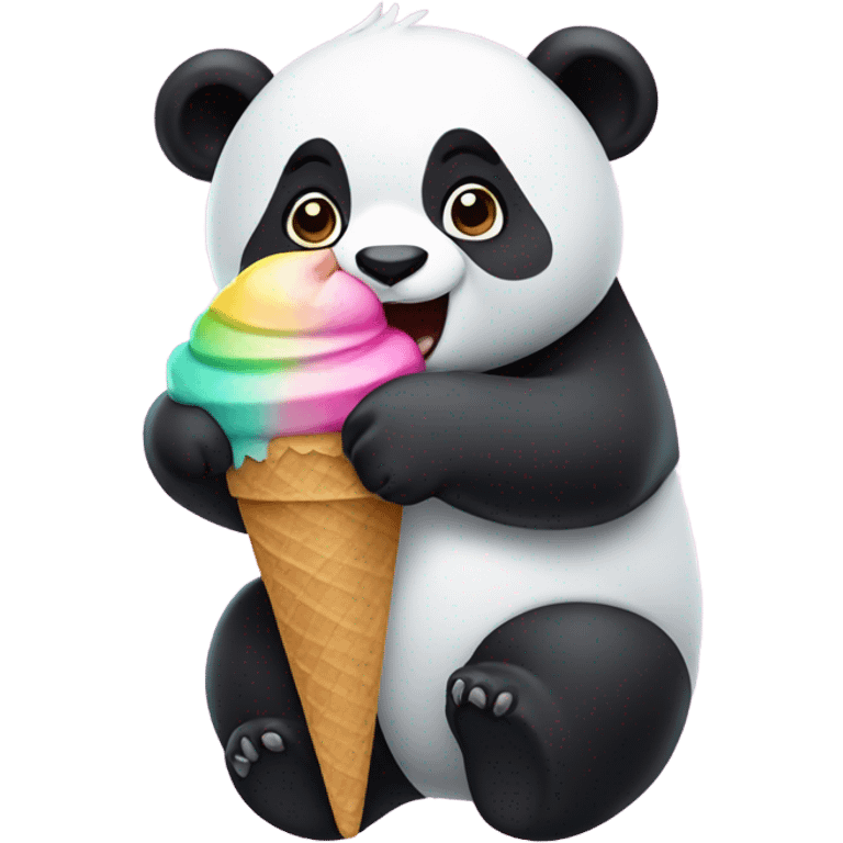 Panda eating ice cream emoji