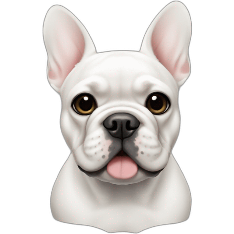 White French bulldog with black on the right side, black eyes emoji