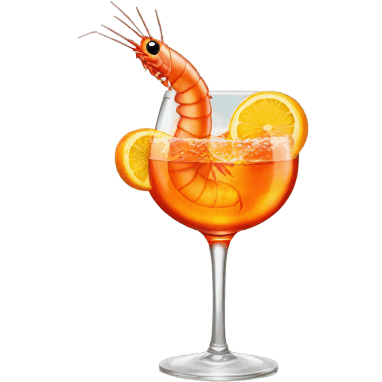 A shrimp having an aperol spritz emoji