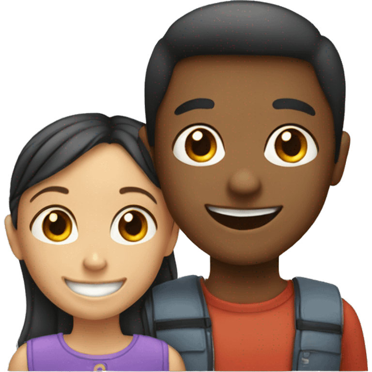 smiling girl with boy emoji