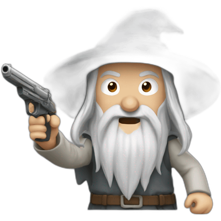 Gandalf shouting a gun emoji