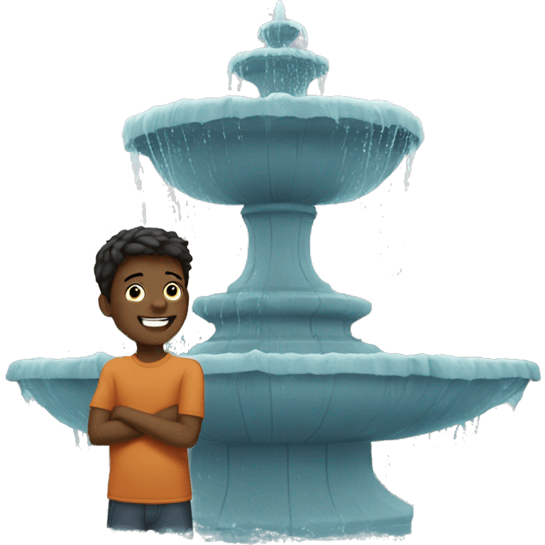 Fountain and the boy emoji