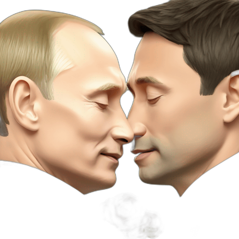 Vladimir Putin and Zelensky kiss emoji