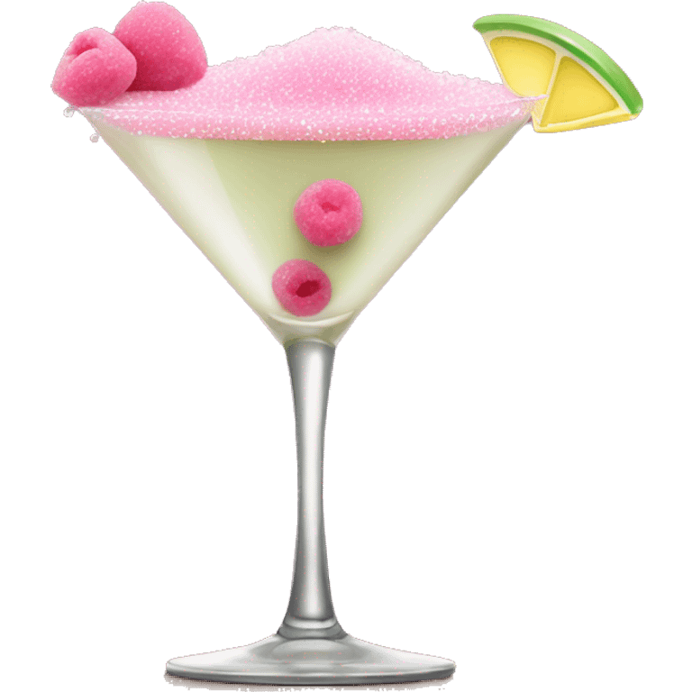 Martini with pink sugar on the rim of the cup emoji