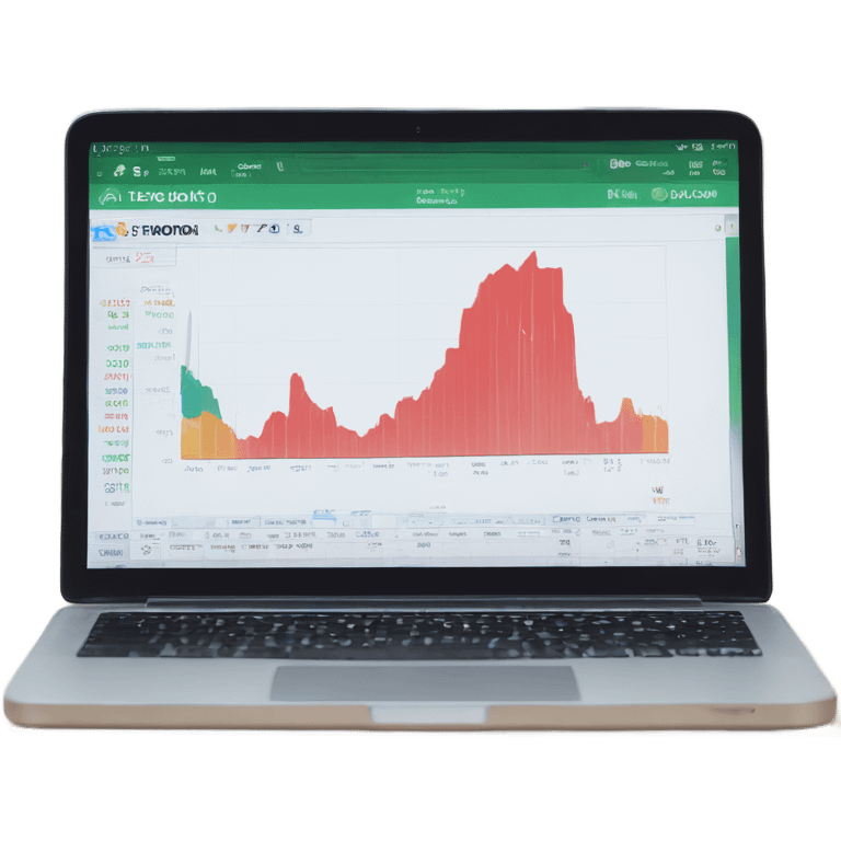 laptop with stock chart on stock market website emoji