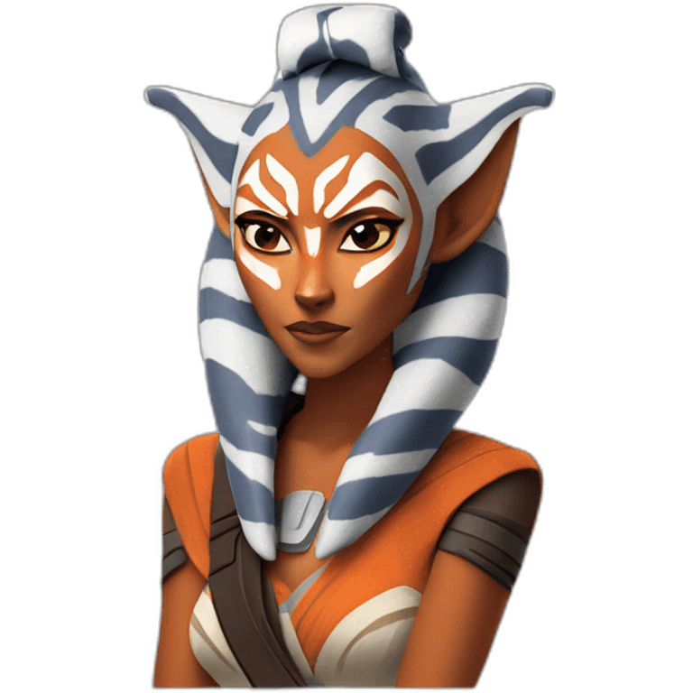 Sexy Ahsoka Tano posing (portrait, front facing, Apple iOS 17 style) (small horns) emoji