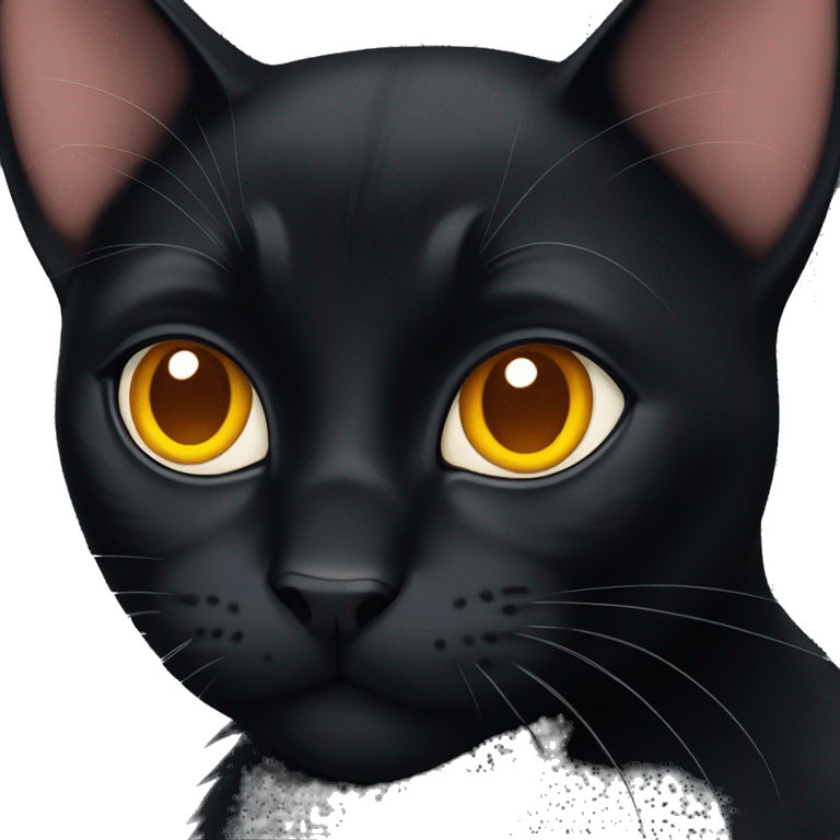 black cat with amber eyes emoji