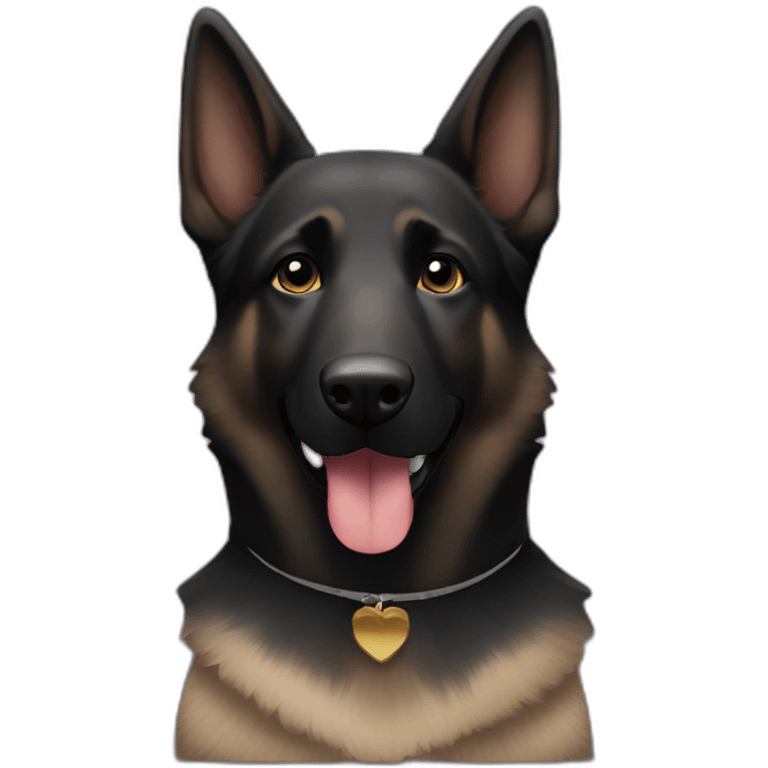 Black german shepherd playing euchre emoji