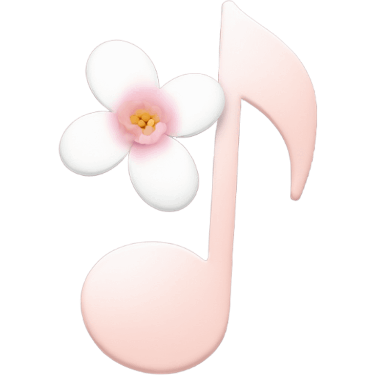 Pale pink music note with pale pink flower  emoji