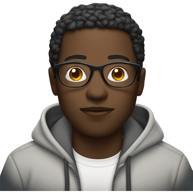 Black guy wearing a hoodie with glasses with a camera  emoji