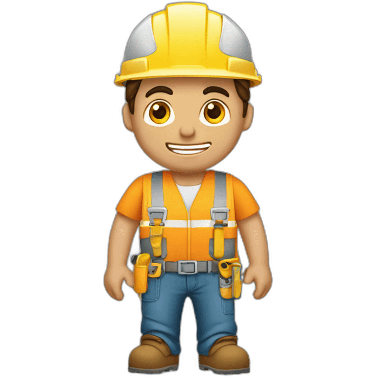 Albañil de construcción hombre saludando emoji