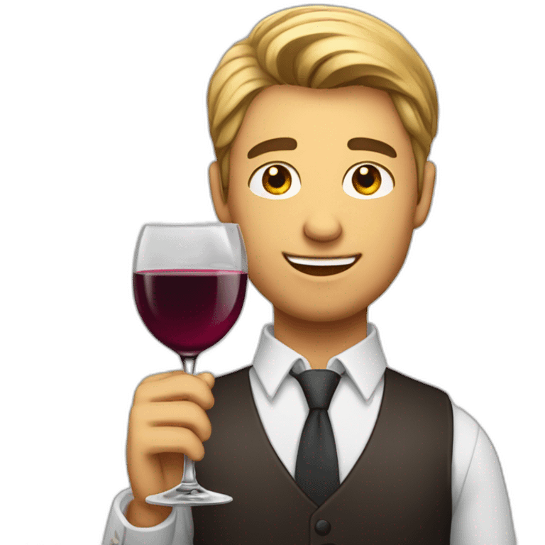 Handsome guy with wineglass emoji